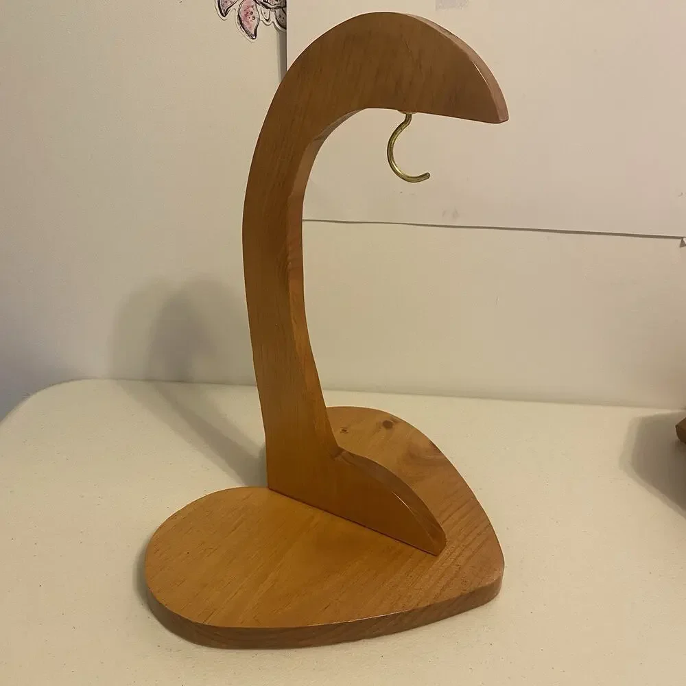 Oak Wood Heart Shaped Decor Base Banana Tree Holder with Hook 15”tall 11” base